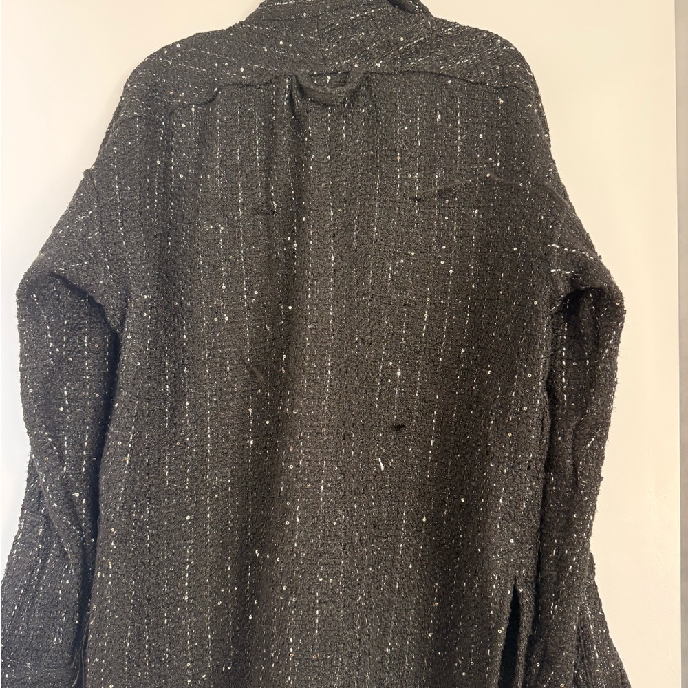 MNML Black Tweed Button-Front Shacket Jacket - image 2